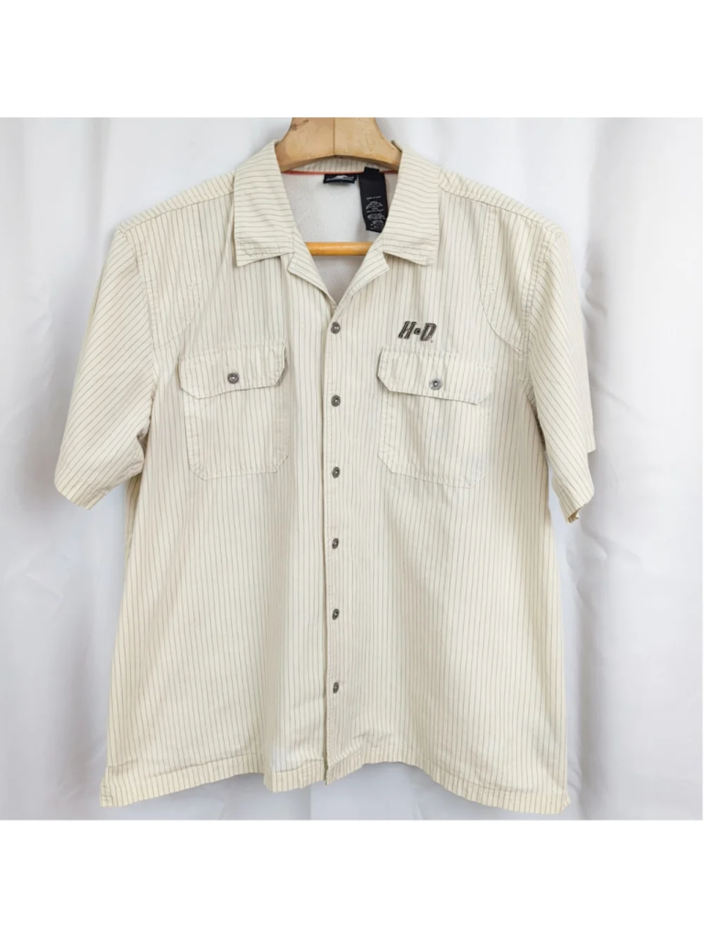 Harley Davidson Short Sleeve Button Up Striped Baseball Style Shirt XXL